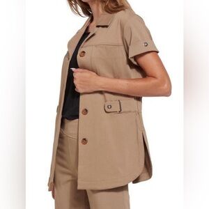Lyssé Valley Elasticated Waist Shirt‎ Jacket Medium Brown Button Down Utility